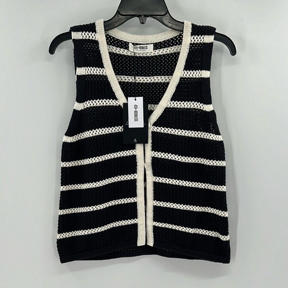 4th & Reckless Wilma Waistcoat Knit vest - Black/White - Medium - NWT